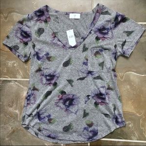 NWT Anthropologie t.la Grey Floral Pocket Tee XS